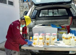 KEGIATAN SAMPLING AIR LIMBAH RSUD SULBAR OLEH UPTD LABORATORIUM LINGKUNGAN DINAS LINGKUNGAN HIDUP PROV. SULBAR